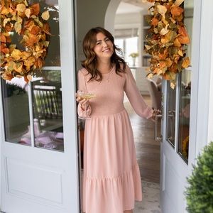 The Grace Midi Dress - Misty Rose - Jillian Harris size L